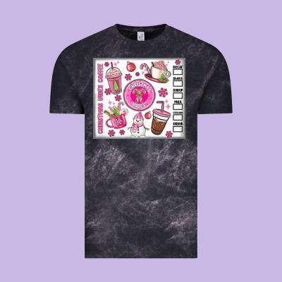 Christmas Vibes Coffee Vintage Tee Designed By Maliassmallbusiness