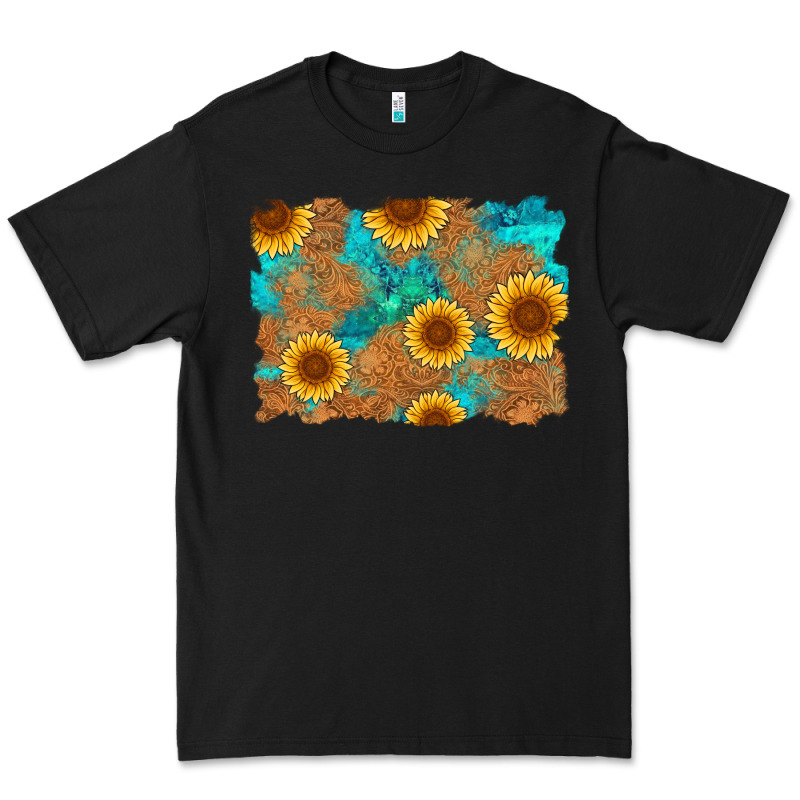 Sunflower Turquoise And  Leather Background Premium Tee by Artiststas | Teevron