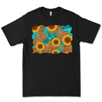 Black sunflower turquoise and  leather background Premium Tee - Artiststas