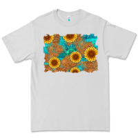 Dove Grey sunflower turquoise and  leather background Premium Tee - Artiststas