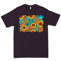 Plum sunflower turquoise and  leather background Premium Tee - Artiststas