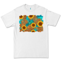 White sunflower turquoise and  leather background Premium Tee - Artiststas