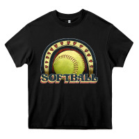 Black softball rainbow Heavy Core Tee - JahusDesignShop