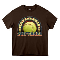 Chocolate Brown softball rainbow Heavy Core Tee - JahusDesignShop