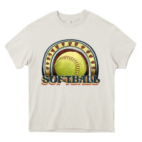 Cream softball rainbow Heavy Core Tee - JahusDesignShop