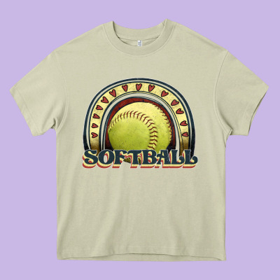 Softball Rainbow Heavy Core Tee Designed By Jahusdesignshop