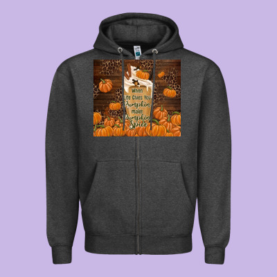 Make Pumpkin Spice Zipper Hoodie Designed By Tumblerdesignbyshophia