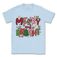 Dusty Blue merry and bright Classic Tee - MaliasSmallBusiness