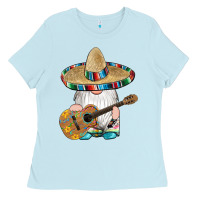 Baby Blue mexican gnomes guitar sombrero serape Ladies Tee - Artiststas