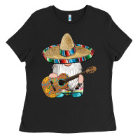 Black mexican gnomes guitar sombrero serape Ladies Tee - Artiststas