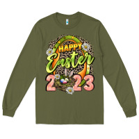 Army Green Happy Easter 2023 Long Sleeve Tee - LillyAllenDesigns