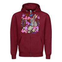 Burgundy Easter eggs and Bunny with Cross Easter Day Zipper Hoodie - HowdyJamesFarm