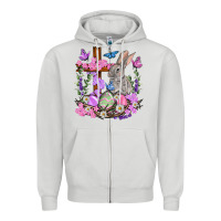 Dove Grey Easter eggs and Bunny with Cross Easter Day Zipper Hoodie - HowdyJamesFarm