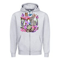 Heather Grey Easter eggs and Bunny with Cross Easter Day Zipper Hoodie - HowdyJamesFarm