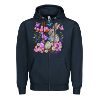 Navy Easter eggs and Bunny with Cross Easter Day Zipper Hoodie - HowdyJamesFarm