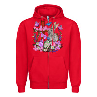 Red Easter eggs and Bunny with Cross Easter Day Zipper Hoodie - HowdyJamesFarm