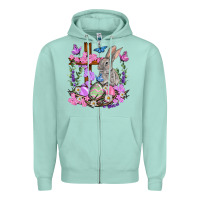 Seafoam Easter eggs and Bunny with Cross Easter Day Zipper Hoodie - HowdyJamesFarm