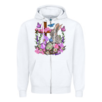 White Easter eggs and Bunny with Cross Easter Day Zipper Hoodie - HowdyJamesFarm