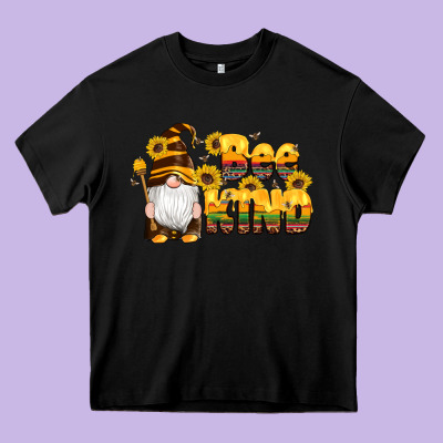 Western Bee Kind Gnomes Bee Honey Sunflowers Leopard Serape Heavy Core Tee Designed By Artiststas