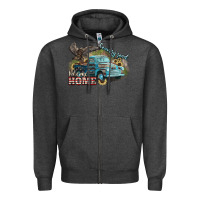 Charcoal Heather Truck USA country road take me home 4th of july Zipper Hoodie - HowdyJamesFarm