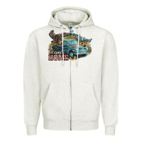 Oatmeal Heather Truck USA country road take me home 4th of july Zipper Hoodie - HowdyJamesFarm