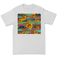 Dove Grey sunflower serape wood and cowhide Premium Tee - Artiststas