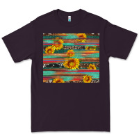 Sunflower Serape Wood And Cowhide Premium Tee | Teevron