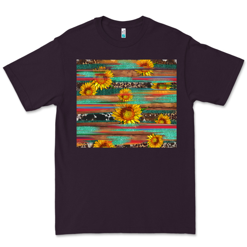 Sunflower Serape Wood And Cowhide Premium Tee by Artiststas | Teevron