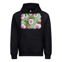 Black Pink Roses Background Urban Hoodie - LillyAllenDesigns