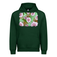 Forest Green Pink Roses Background Urban Hoodie - LillyAllenDesigns