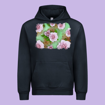 Pink Roses Background Urban Hoodie Designed By Lillyallendesigns