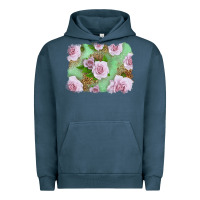 Pigment Midnight Navy Pink Roses Background Urban Hoodie - LillyAllenDesigns
