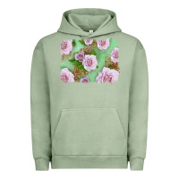 Pigment Oil Green Pink Roses Background Urban Hoodie - LillyAllenDesigns