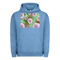 Pigment Pebble Blue Pink Roses Background Urban Hoodie - LillyAllenDesigns