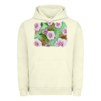 Pigment Pistachio Pink Roses Background Urban Hoodie - LillyAllenDesigns