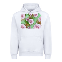 White Pink Roses Background Urban Hoodie - LillyAllenDesigns
