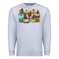 Heather Grey horses coffee cups Premium Sweatshirt - OliviaCreatesArt