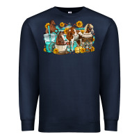 Navy horses coffee cups Premium Sweatshirt - OliviaCreatesArt
