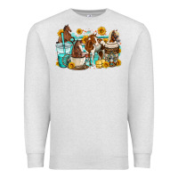 Oatmeal Heather horses coffee cups Premium Sweatshirt - OliviaCreatesArt
