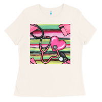 Bone Nurse Stethoscope Seamless Pattern Ladies Tee - BundleAndBundleShop