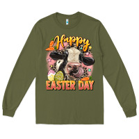 Army Green Happy Easter Day Long Sleeve Tee - LillyAllenDesigns