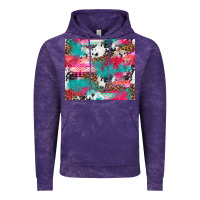 Cloud Purple leopard cowhide pink turquoise glitter Vintage Hoodie - NancyCooperArtShop