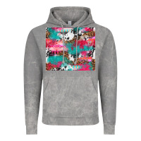Cloud Rock leopard cowhide pink turquoise glitter Vintage Hoodie - NancyCooperArtShop