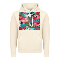 Vintage Artic leopard cowhide pink turquoise glitter Vintage Hoodie - NancyCooperArtShop
