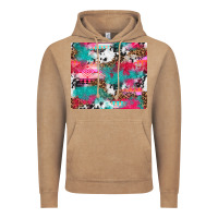 Vintage Coffee leopard cowhide pink turquoise glitter Vintage Hoodie - NancyCooperArtShop