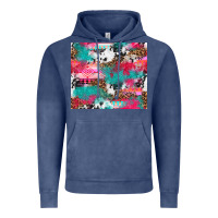 Vintage Denim leopard cowhide pink turquoise glitter Vintage Hoodie - NancyCooperArtShop