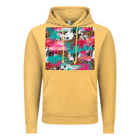 Vintage Mustard leopard cowhide pink turquoise glitter Vintage Hoodie - NancyCooperArtShop