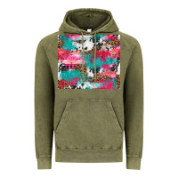 Vintage Olive leopard cowhide pink turquoise glitter Vintage Hoodie - NancyCooperArtShop