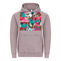 Vintage Zinc leopard cowhide pink turquoise glitter Vintage Hoodie - NancyCooperArtShop