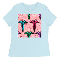 Baby Blue Medicine Seamless Pattern Ladies Tee - BundleAndBundleShop